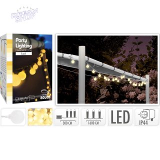 GIRLANDA OGRODOWA PARTY LIGHT 80LED CIEPŁY BIAŁY