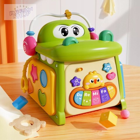 Kostka edukacyjna sorter pianinko sensoryczna labirynt zegar krokodyl MS007 Kostka edukacyjna sorter pianinko sensoryczna labirynt zegar krokodyl MS007