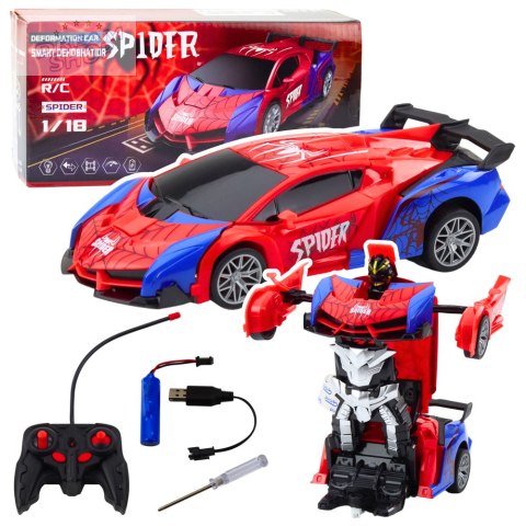 Samochód Robot Spider Pająk Zdalnie Sterowany 2w1 Światła Dźwięki Samochód Robot Spider Pająk Zdalnie Sterowany 2w1 Światła Dźwięki