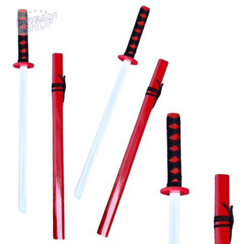 Drewniana Katana Miecz Do Zabawy Treningu Rekwizyt Czerwony 70cm Drewniana Katana Miecz Do Zabawy Treningu Rekwizyt Czerwony 70cm