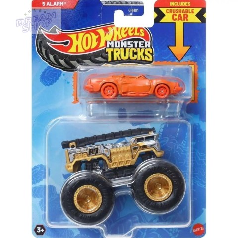 Hot Wheels Monster Trucks Pojazd 1:64 + auto JCG37 Hot Wheels Monster Trucks Pojazd 1:64 + auto JCG37