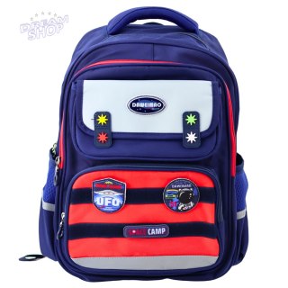 Plecak Szkolny Dziecięcy Pas Piersiowy Granatowo Czerwony Kosmos 38x28x19cm