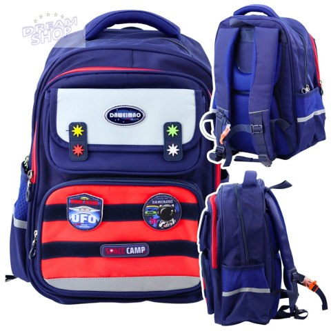 Plecak Szkolny Dziecięcy Pas Piersiowy Granatowo Czerwony Kosmos 38x28x19cm Plecak Szkolny Dziecięcy Pas Piersiowy Granatowo Czerwony Kosmos 38x28x19cm