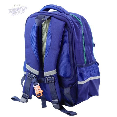 Plecak Szkolny Dziecięcy Pas Piersiowy Granatowo Zielony 38x28x19 cm