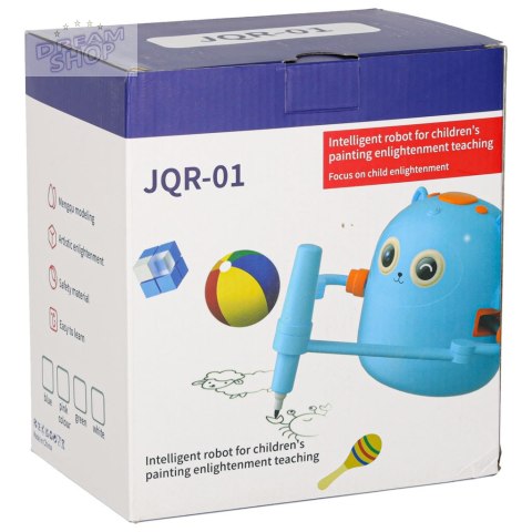 Robot edukacyjny interaktywny nauka rysowania pisania zestaw fiszki mazaki niebieski Robot edukacyjny interaktywny nauka rysowania pisania zestaw fiszki mazaki niebieski