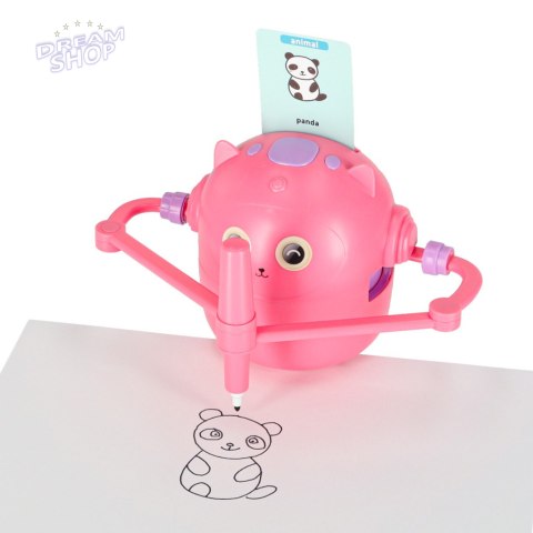 Robot edukacyjny interaktywny nauka rysowania pisania zestaw fiszki mazaki różowy Robot edukacyjny interaktywny nauka rysowania pisania zestaw fiszki mazaki różowy