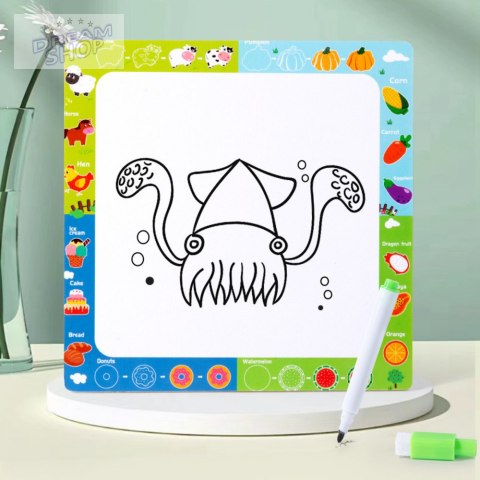 Układanka Tablica 2w1 Drewniana Edukacyjna Zwierzęta Domowe Pisak