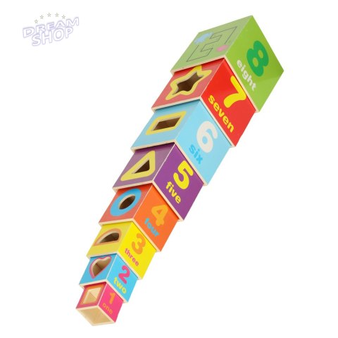 Wieża edukacyjna drewniana sorter kształty nauka liczenia 71cm XXL Wieża edukacyjna drewniana sorter kształty nauka liczenia 71cm XXL