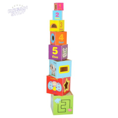 Wieża edukacyjna drewniana sorter kształty nauka liczenia 71cm XXL Wieża edukacyjna drewniana sorter kształty nauka liczenia 71cm XXL