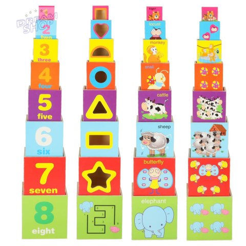 Wieża edukacyjna drewniana sorter kształty nauka liczenia 71cm XXL Wieża edukacyjna drewniana sorter kształty nauka liczenia 71cm XXL