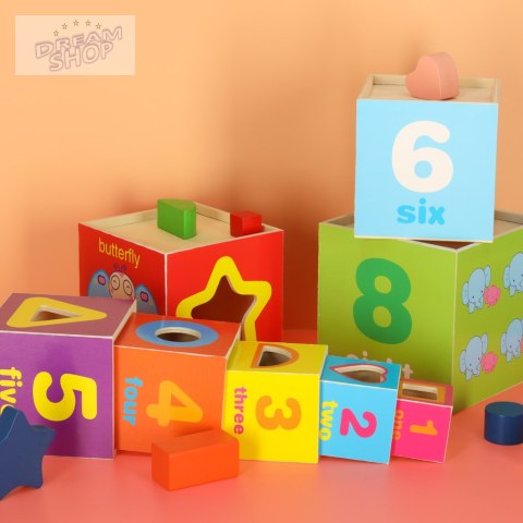 Wieża edukacyjna drewniana sorter kształty nauka liczenia 71cm XXL Wieża edukacyjna drewniana sorter kształty nauka liczenia 71cm XXL