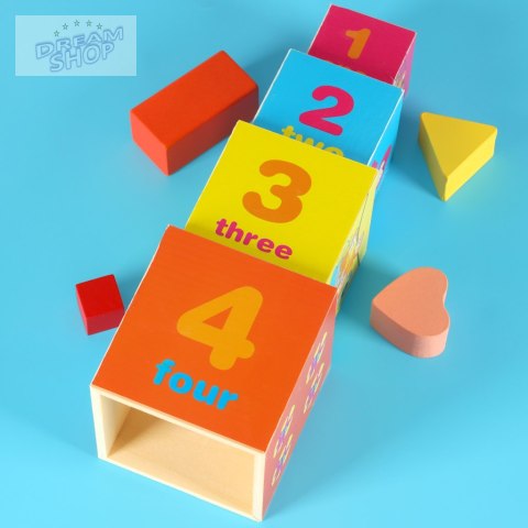 Wieża edukacyjna drewniana sorter kształty nauka liczenia 71cm XXL Wieża edukacyjna drewniana sorter kształty nauka liczenia 71cm XXL