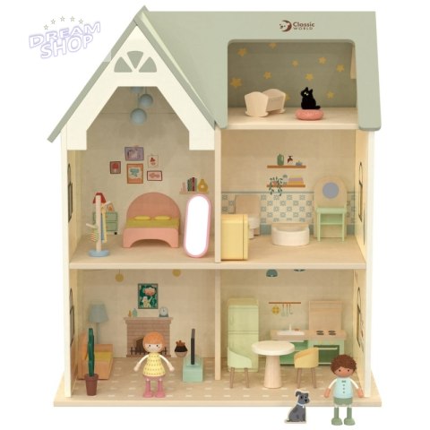 CLASSIC WORLD Drewniany Domek dla Lalek z mebelkami CLASSIC WORLD Drewniany Domek dla Lalek z mebelkami