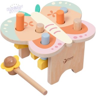 CLASSIC WORLD Wbijak Pastelowy Motylek Montessori z Młoteczkiem