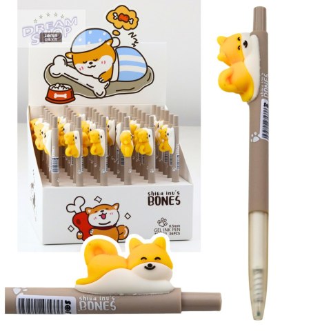 Długopis Z Figurką Żółtego Pieska Shiba Niebieski Tusz 0.5mm Długopis Z Figurką Żółtego Pieska Shiba Niebieski Tusz 0.5mm