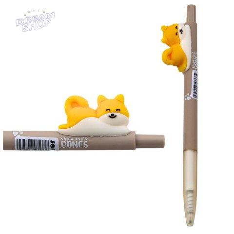 Długopis Z Figurką Żółtego Pieska Shiba Niebieski Tusz 0.5mm Długopis Z Figurką Żółtego Pieska Shiba Niebieski Tusz 0.5mm