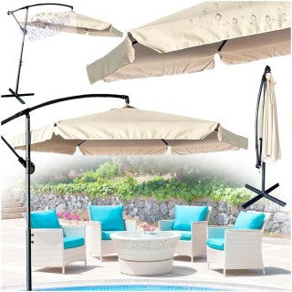 Parasol ogrodowy duży składany z wysięgnikiem 290cm beżowy