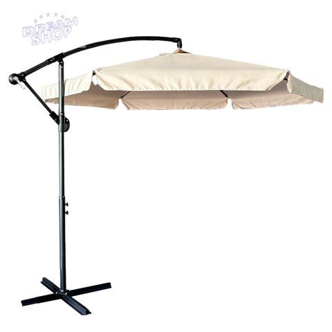 Parasol ogrodowy duży składany z wysięgnikiem 290cm beżowy Parasol ogrodowy duży składany z wysięgnikiem 290cm beżowy