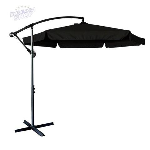 Parasol ogrodowy duży składany z wysięgnikiem 290cm czarny Parasol ogrodowy duży składany z wysięgnikiem 290cm czarny