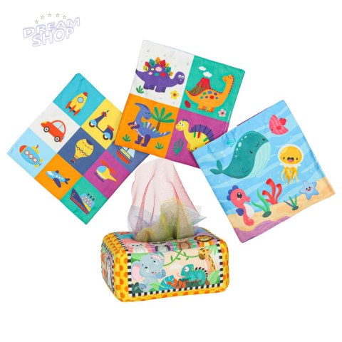 Sorter pudełko z chusteczkami sensoryczne montessori pluszowe cyfry litery