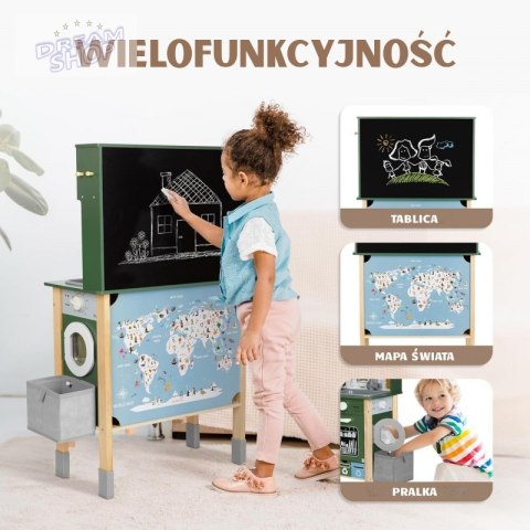 WOOPIE GREEN Drewniana Interaktywna Kuchnia 9w1 z Pralką i Tablicą WOOPIE GREEN Drewniana Interaktywna Kuchnia 9w1 z Pralką i Tablicą