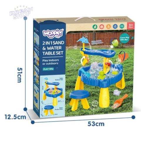 WOOPIE Stolik Wodny XL z Krzesełkiem 2w1 Piaskownica Delfinek 12el. WOOPIE Stolik Wodny XL z Krzesełkiem 2w1 Piaskownica Delfinek 12el.