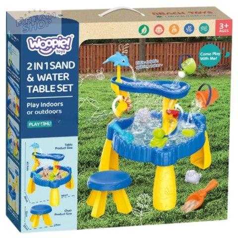 WOOPIE Stolik Wodny XL z Krzesełkiem 2w1 Piaskownica Delfinek 12el. WOOPIE Stolik Wodny XL z Krzesełkiem 2w1 Piaskownica Delfinek 12el.