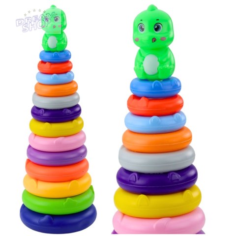 Wieża Piramidka Dinozaur Kolorowa 13 Kółek 45 x 15,5 x 15,5 cm Wieża Piramidka Dinozaur Kolorowa 13 Kółek 45 x 15,5 x 15,5 cm