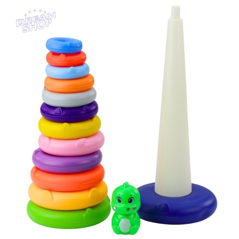 Wieża Piramidka Dinozaur Kolorowa 13 Kółek 45 x 15,5 x 15,5 cm Wieża Piramidka Dinozaur Kolorowa 13 Kółek 45 x 15,5 x 15,5 cm