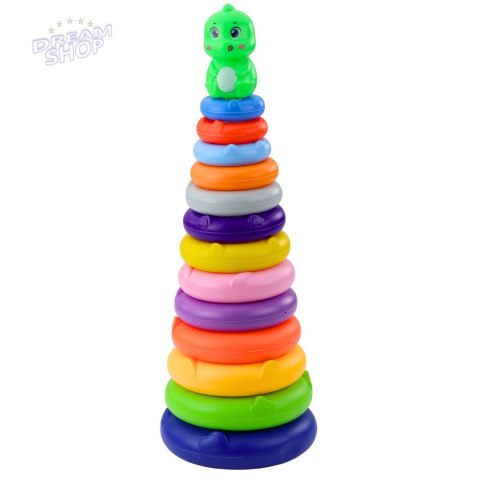 Wieża Piramidka Dinozaur Kolorowa 13 Kółek 45 x 15,5 x 15,5 cm Wieża Piramidka Dinozaur Kolorowa 13 Kółek 45 x 15,5 x 15,5 cm