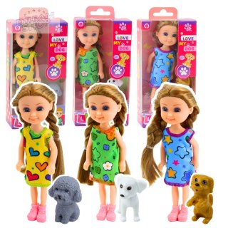 Zestaw Mini Laleczka W Sukience Z Pieskiem 14,5cm Mix