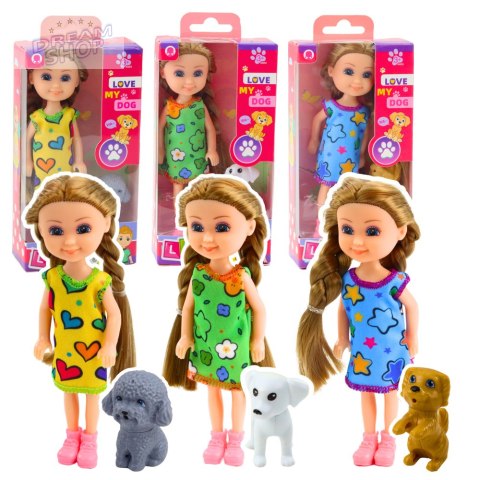 Zestaw Mini Laleczka W Sukience Z Pieskiem 14,5cm Mix