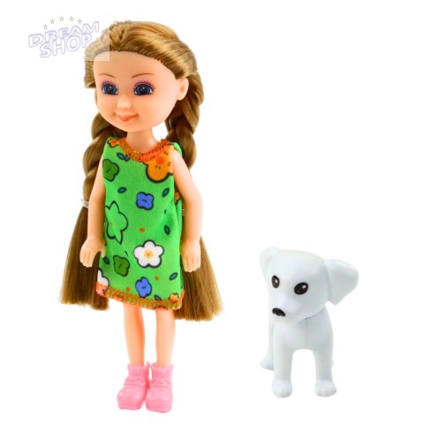 Zestaw Mini Laleczka W Sukience Z Pieskiem 14,5cm Mix