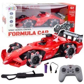 Auto Sportowe Wyścigówka Zdalnie Sterowana RC Efekt Dymu 2.4G Czerwona