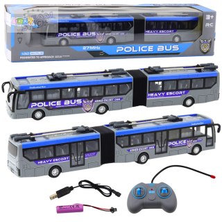 Autobus Policyjny Przegubowy Zdalnie Sterowany RC Światła Szary 1:32