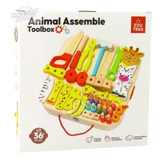 Drewniany Zestaw Majsterkowicza Zwierzęta Do Skręcania W Walizce 59el