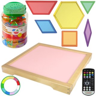 MASTERKIDZ Panel Świetlny LED Zmiana kolorów Pilotem + Klocki Montessori Mozaika 140 el.