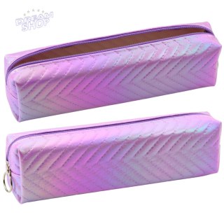 Piórnik Szkolny Organizer Holograficzny Jodełka Fioletowy 21x6cm