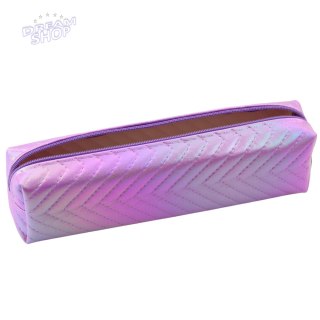 Piórnik Szkolny Organizer Holograficzny Jodełka Fioletowy 21x6cm