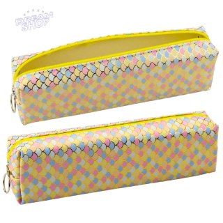 Piórnik Szkolny Organizer Wzór Łusek Syrenich Kolorowy Żółty 21x6cm