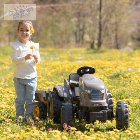 SMOBY Traktor XXL Szary na Pedały z Przyczepką