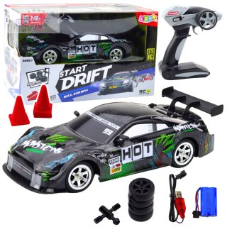 Samochód Wyścigowy Auto Do Driftu RC Czarno Zielone 30km/h 1:16