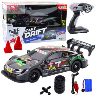 Samochód Wyścigowy Auto Do Driftu RC Czarny Karbon 30km/h 1:16