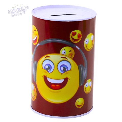 Skarbonka Metalowa Emotki Niebieska Brązowa 13 x 8cm