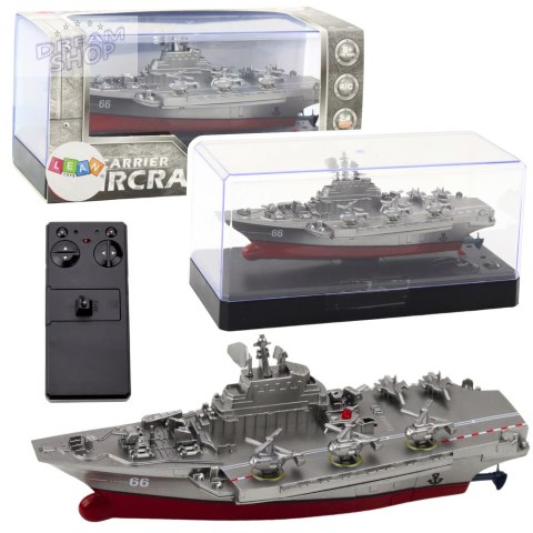 Statek Militarny Łódź Zdalnie Sterowana RC Srebrna 15cm