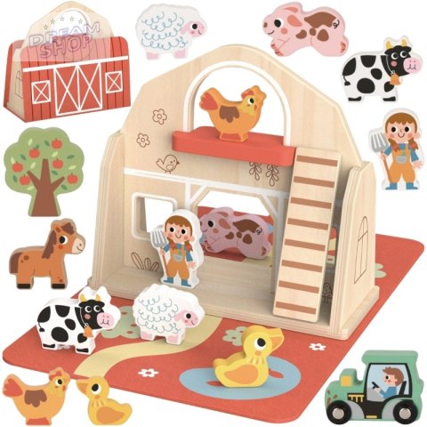 TOOKY TOY Drewniana Składana Farma w Walizce ze Zwierzątkami TOOKY TOY Drewniana Składana Farma w Walizce ze Zwierzątkami