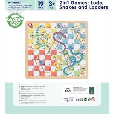 WOOPIE GREEN Gry Planszowe Logiczne 2w1 Ludo Chińczyk + Uwolnij Zwierzątka WOOPIE GREEN Gry Planszowe Logiczne 2w1 Ludo Chińczyk + Uwolnij Zwierzątka