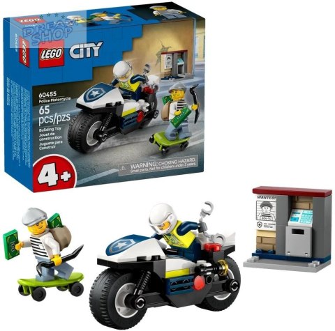 LEGO(R) CITY 60455 Pościg na motocyklu policyjnym LEGO(R) CITY 60455 Pościg na motocyklu policyjnym