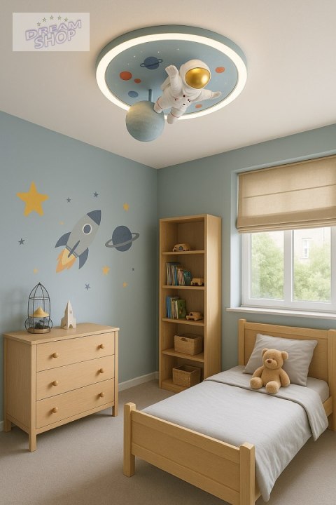Lampa LED sufitowa plafon do pokoju dziecięcego ściemniana LUMELA + pilot astronauta Lampa LED sufitowa plafon do pokoju dziecięcego ściemniana LUMELA + pilot astronauta