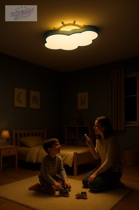 Lampa LED sufitowa plafon do pokoju dziecięcego ściemniana LUMELA + pilot chmurka niebieska Lampa LED sufitowa plafon do pokoju dziecięcego ściemniana LUMELA + pilot chmurka niebieska